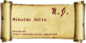 Mikulás Júlia névjegykártya
